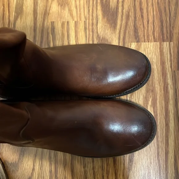 Frye Paige Cognac Brown Leather Knee-High Boots women size 5.5 NWOB